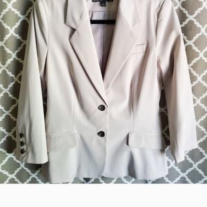 NWOT The Limited Beige Button Down Collared Blazer Fully Lined With Blue Poly